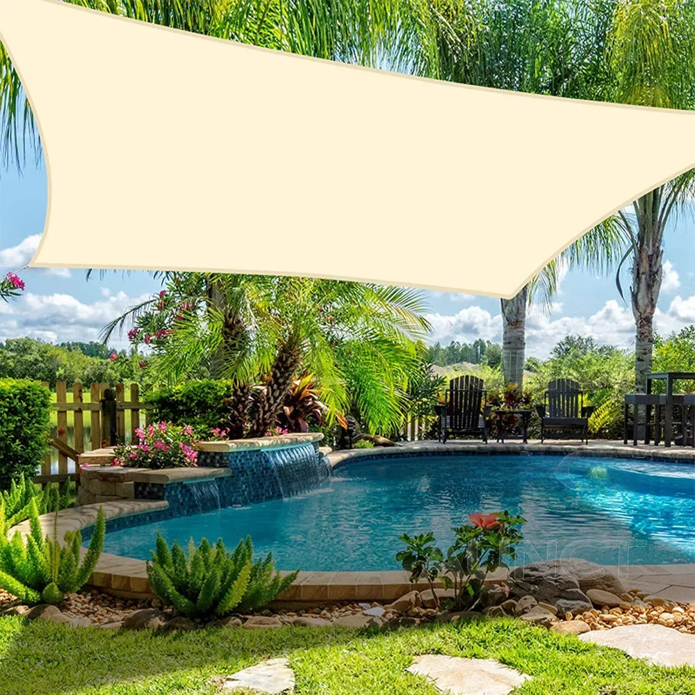 NONE Voile d'ombrage rectangulaire carrée étanche 420D, auvent de piscine de jardin extérieur, abri solaire de Camping et de randonnée 3