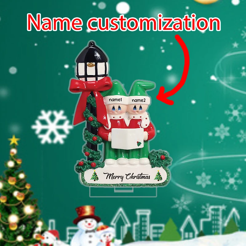 

New Christmas gift snowman decorations under streetlights, acrylic decorations with customized names for couples and families