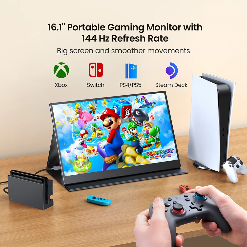 Imagem -03 - Monitor Portátil 1080p Fhd Ips Usb-c Mini Hdmi Tela Secundária do Laptop para Switch Xbox Ps5 Ps4 pc Gamer Cdisplay16.1 144hz