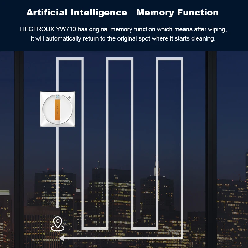 Robot Window Cleaner Liectroux YW710 Laser Sensor,Double Water Spray,Strong Vacuum,Home Wall Glass Cleaning Robot,App Control