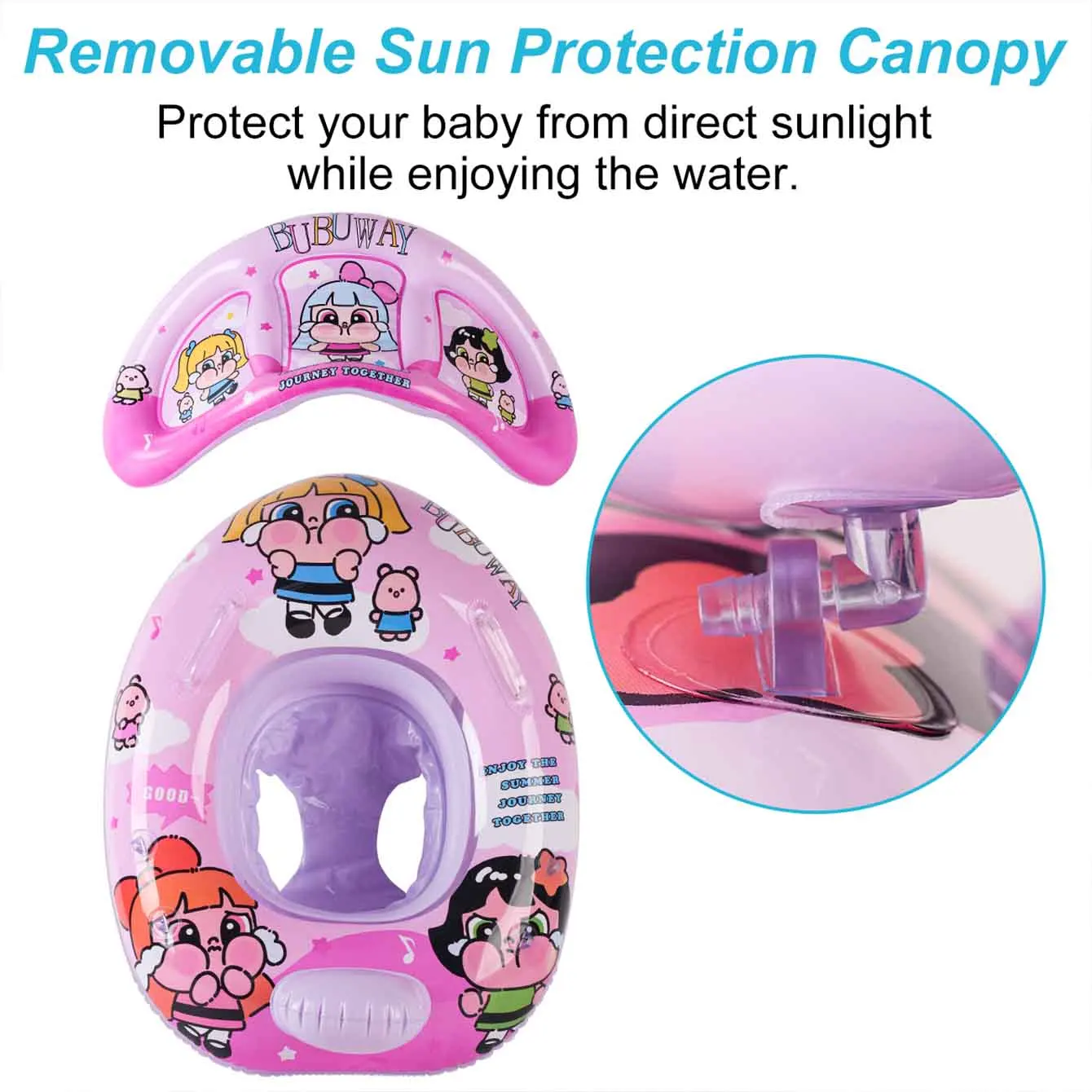 1PC Inflatable Swim Ring with Removable Sun Canopy Pool Floats Seat Sunshade Swimming Float Summer Beach Water Toy