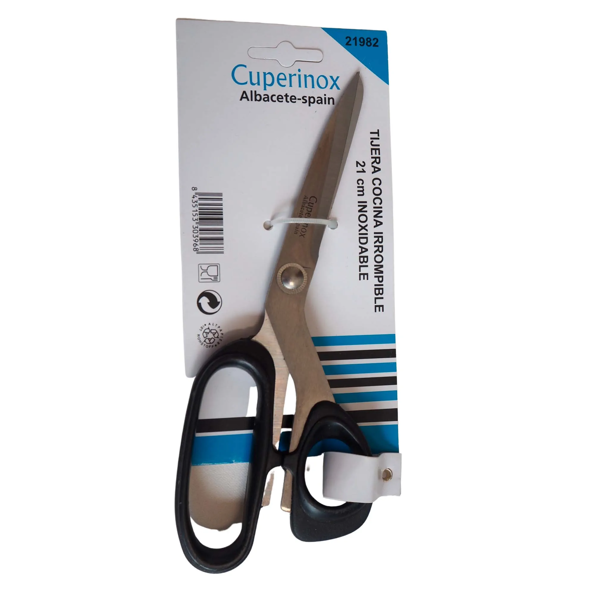 CUPERINOX professional kitchen scissors | Black handle | Scissors 21 cm | Cutting scissors, chicken, fish | Stainless steel | Fit dishwasher