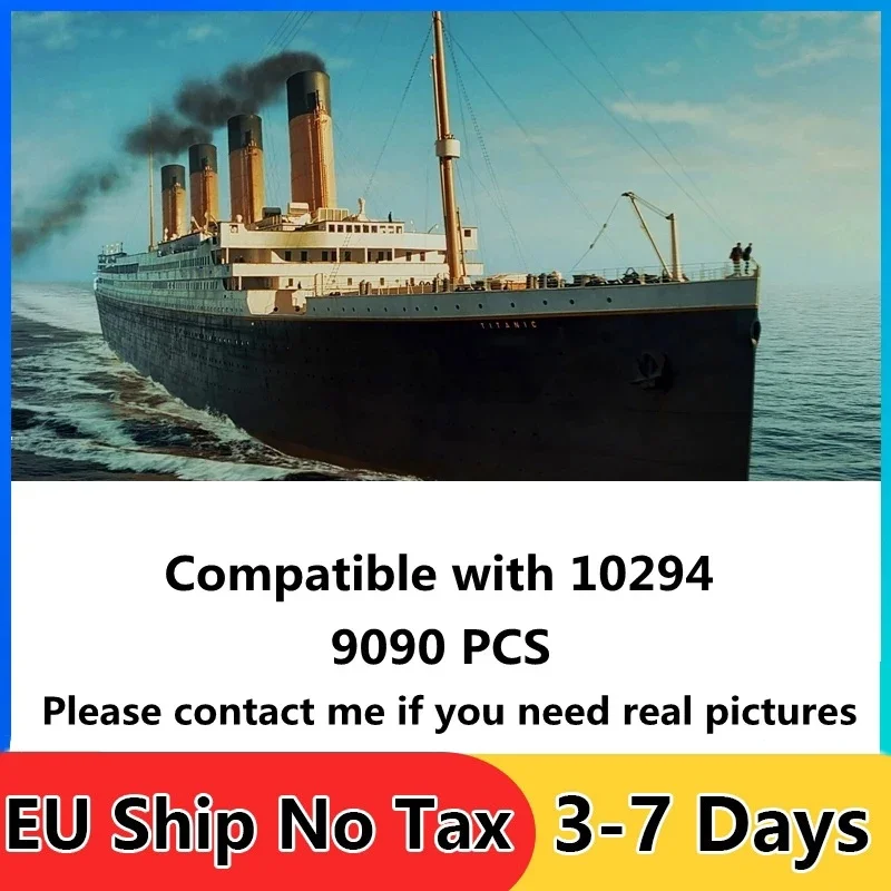 9090Pcs MOC Titanic Large Cruise Boat Building Blocks Ship Compatible 10294 Model For Aldult Toy Bricks Gifts Ship From EU