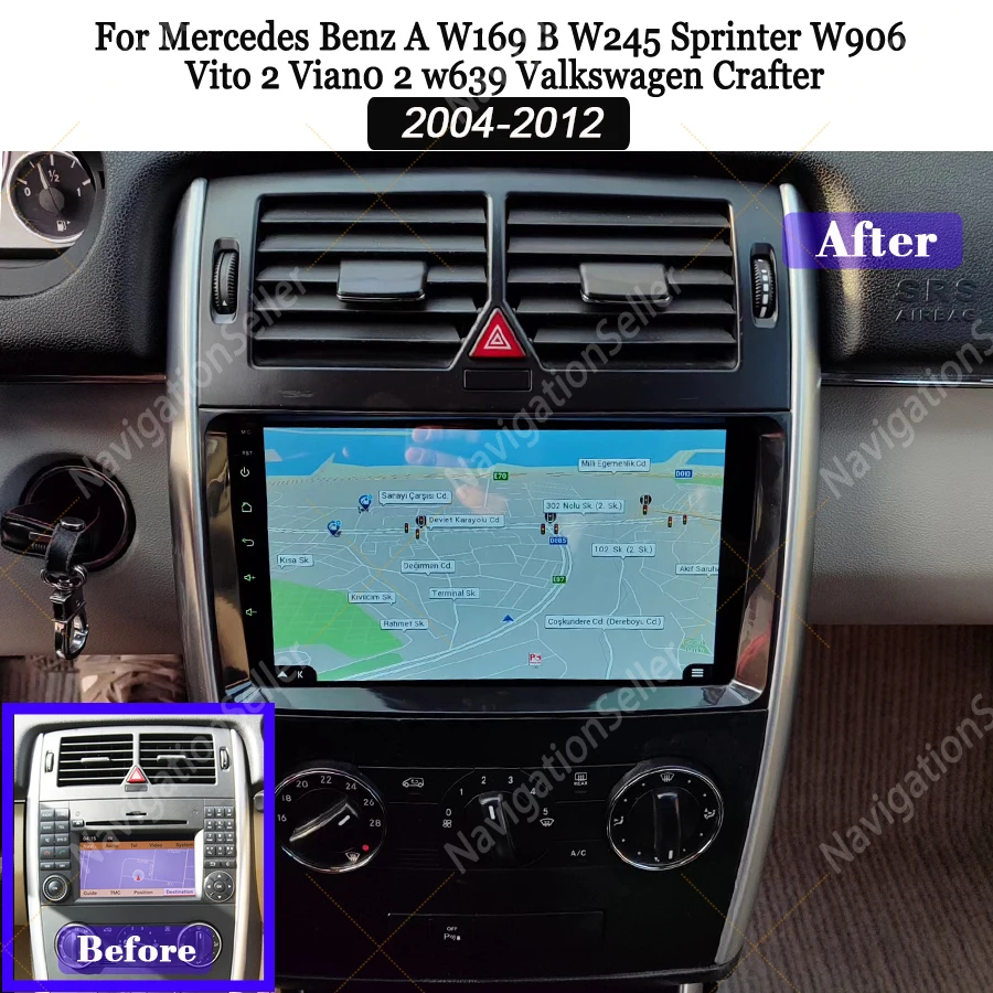 

Android 15 Car Radio For Mercedes-Benz W169 W245 B200 W906 Sprinter B160 B170 B200 radio Multimedia Video Navigation Stereo BT