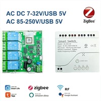 Tuya Zigbee 5-265V RF 4CH R3 Pro 4 Channel Garage Door Switch Curtain Heater TV Motor Controller Relay Courtyard Gate Module