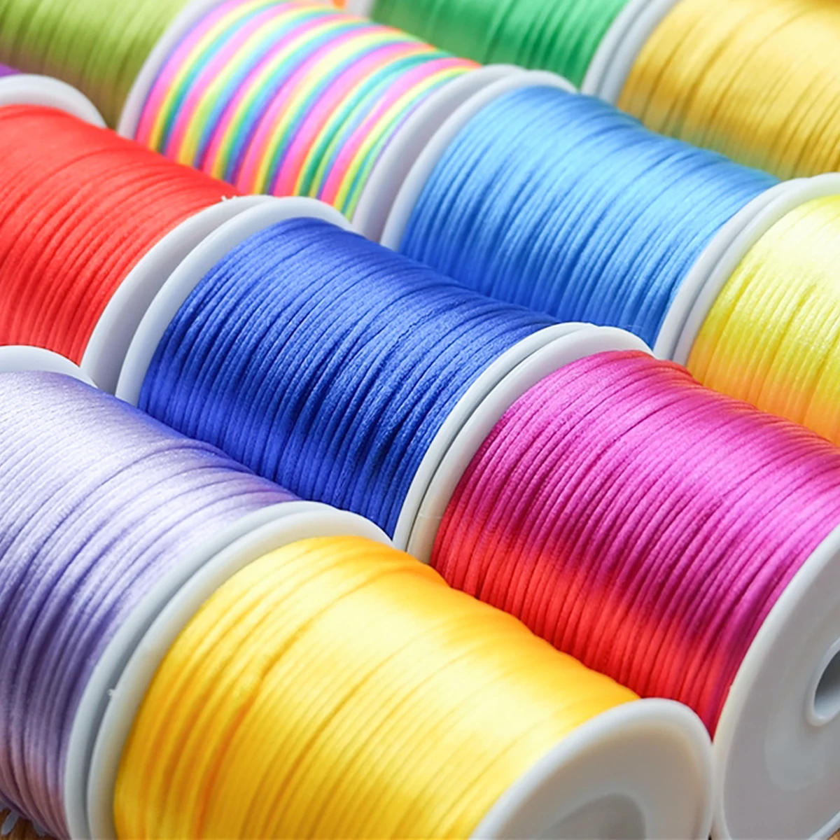 100m/Roll 2mm Nylon Line Cord Rat Tail Silk Forging Chinese Knot Thread Colorful Macrame Bracelet Braided Rope Jewelry Thread