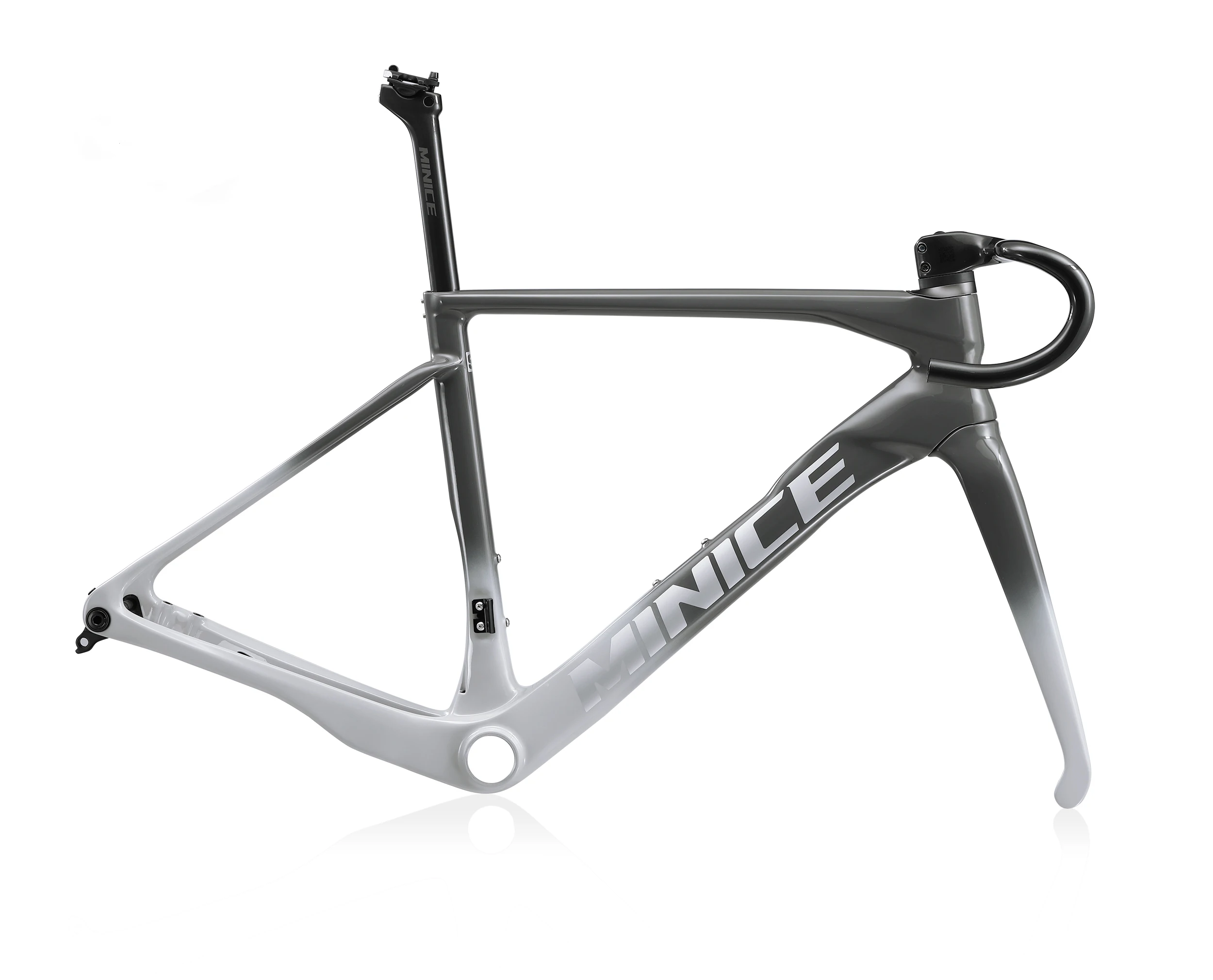 Minice Aerodynamischer EPS-geformter Carbonrahmen mit Scheibenbremse, max. 700*32C, AERO Rennrad-Rahmenset, BSA, vollständig interne Kabelführung, Lenker, DI2, mechanisch – Detail 13