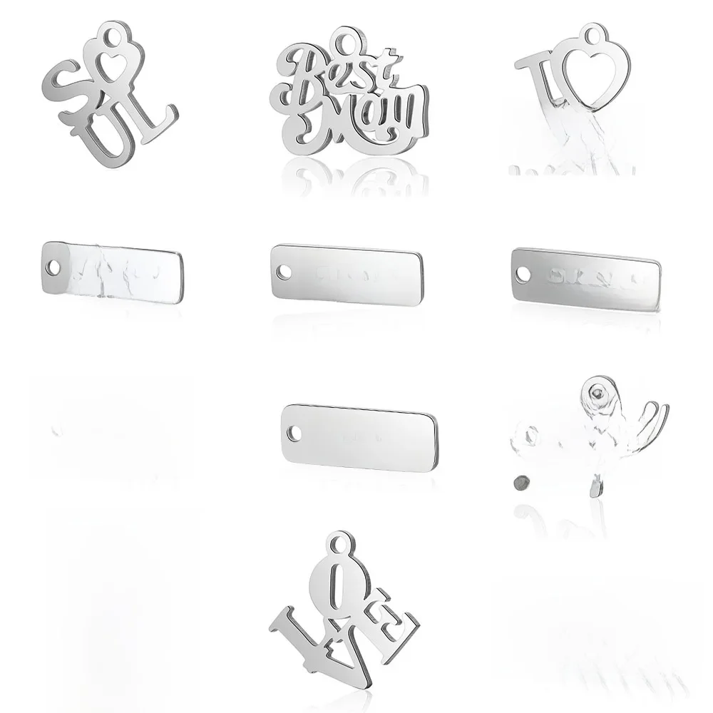 10 sztuk/partia miłość nadzieja DIY Charms sprzedaż hurtowa 316 ze stali nierdzewnej na zawsze najlepsza mama wiara wisiorek dusza marzenie szczęśliwa siostra Tag Charm — zdjęcie 2