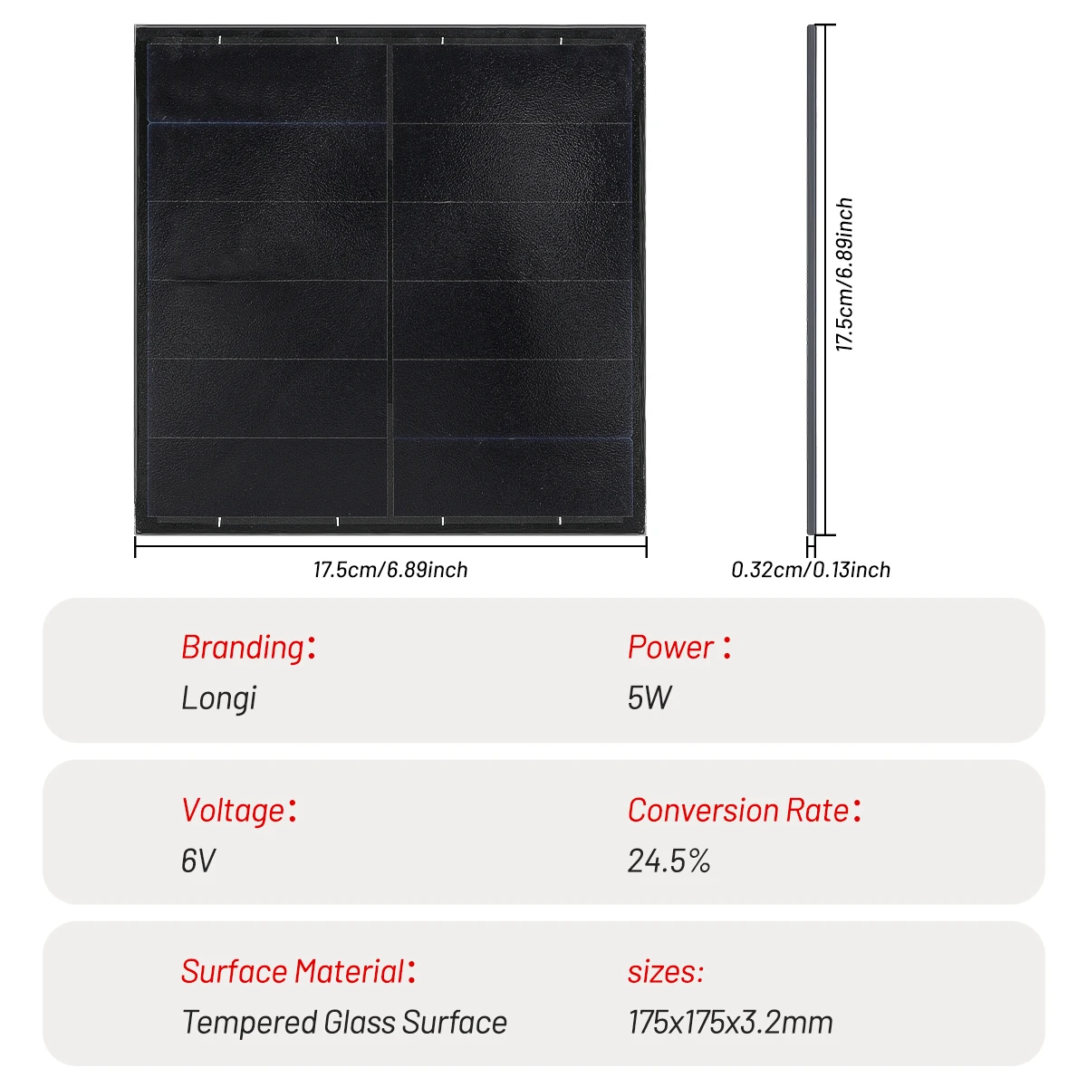 لوحة طاقة شمسية صغيرة 5 واط 6 فولت وحدة الخلية الضوئية مجلس في الهواء الطلق لتقوم بها بنفسك 175 مللي متر x 175 مللي متر لوحة شحن بالطاقة الشمسية لشاحن البطارية مع سلك #6