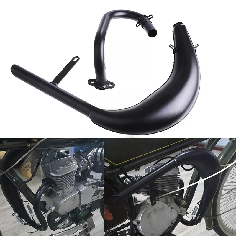 AliExpress NONE Black Pipe Exhaust Muffler Fit For 2 Stroke 50 80cc Bike Gas Engine Curved Exhaust Pipe Motor Bicycle Parts