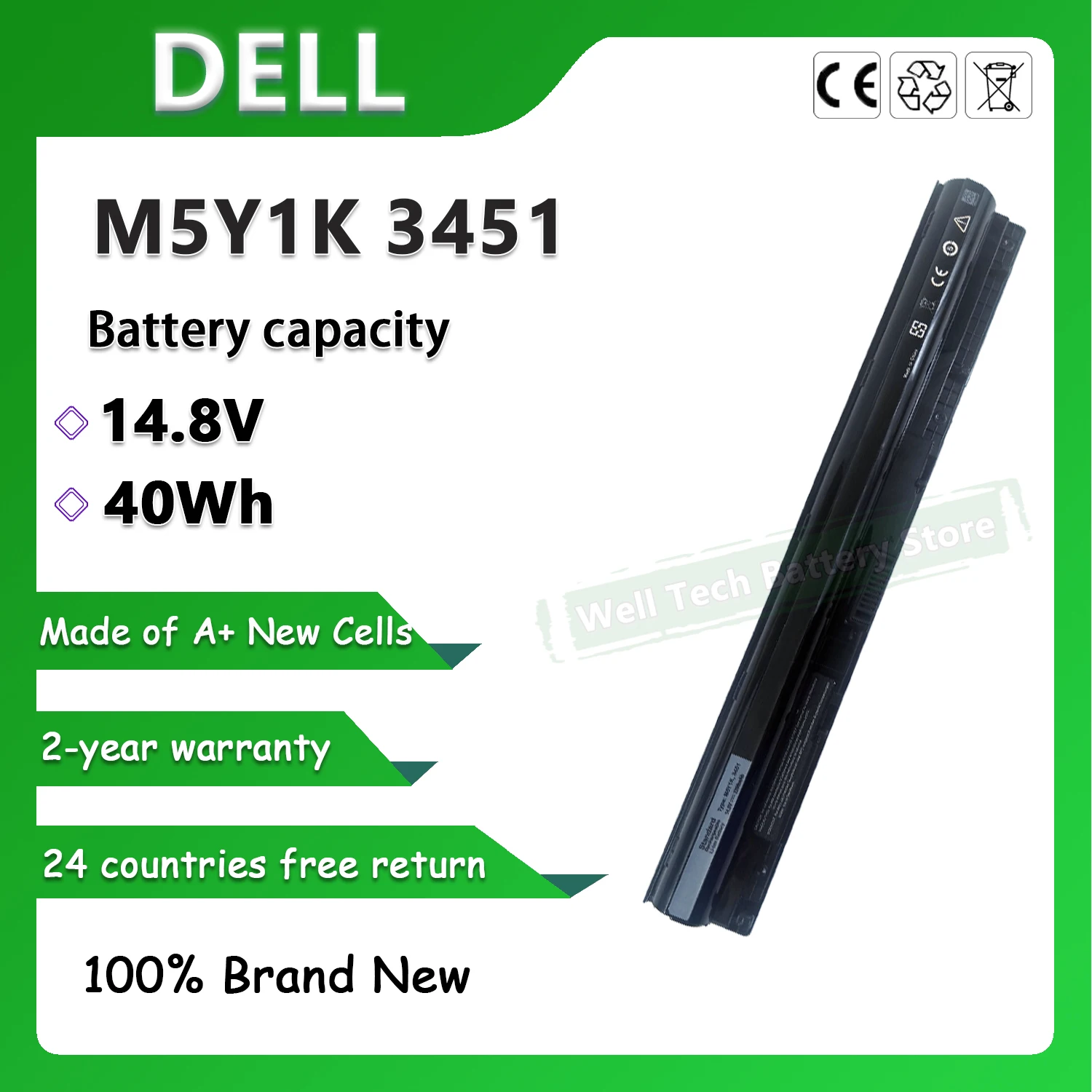 

M5Y1K 3451 Laptop Battery For DELL Inspiron 14 N3451 3551 3458 5458 3451 3558 5451 5455 5551 5555 5558 5758