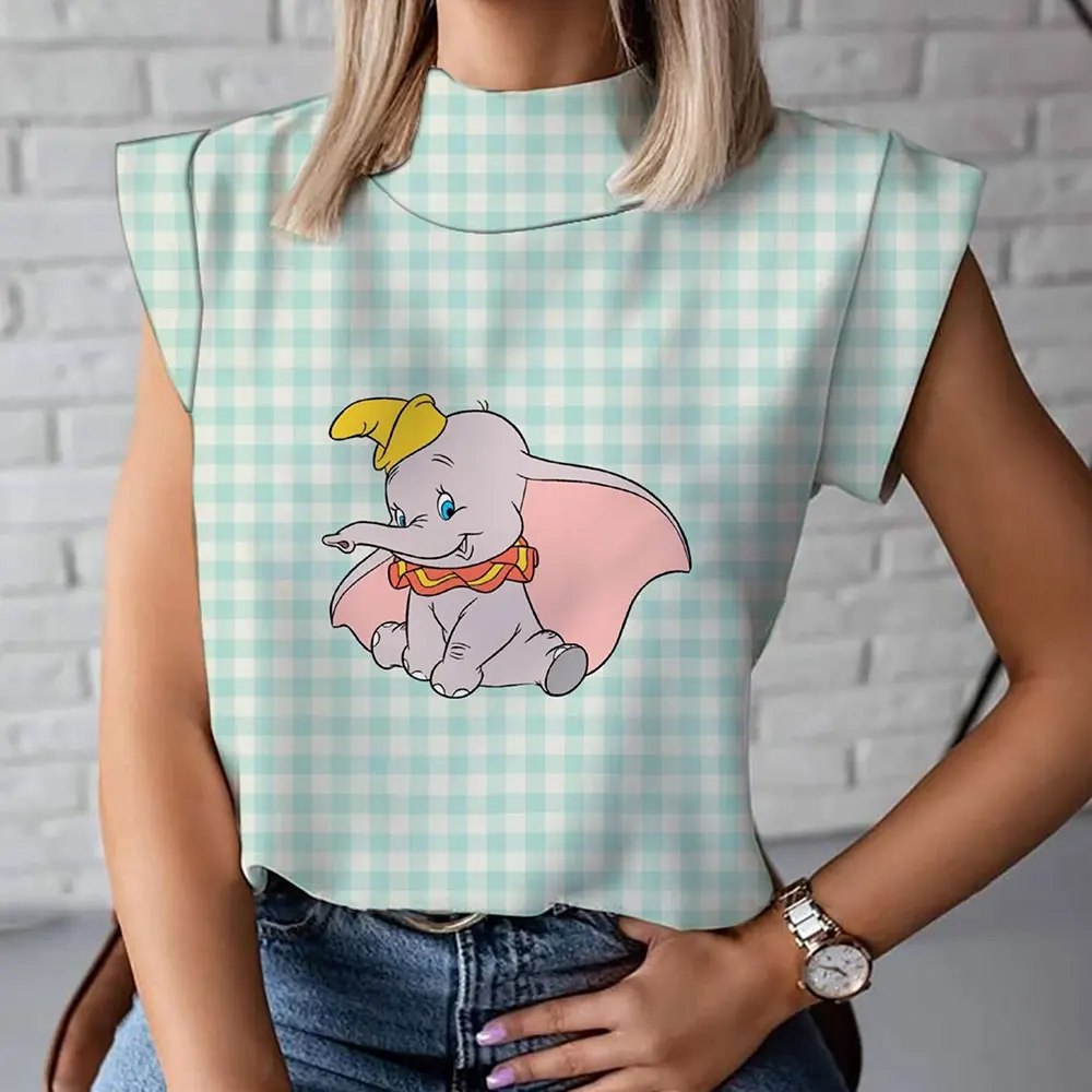 2023 Summer Harajuku Print Ladies Loose All-match Vest Dumbo Anime New Disney Series Girls T-Shirt Sleeveless Top Y2K