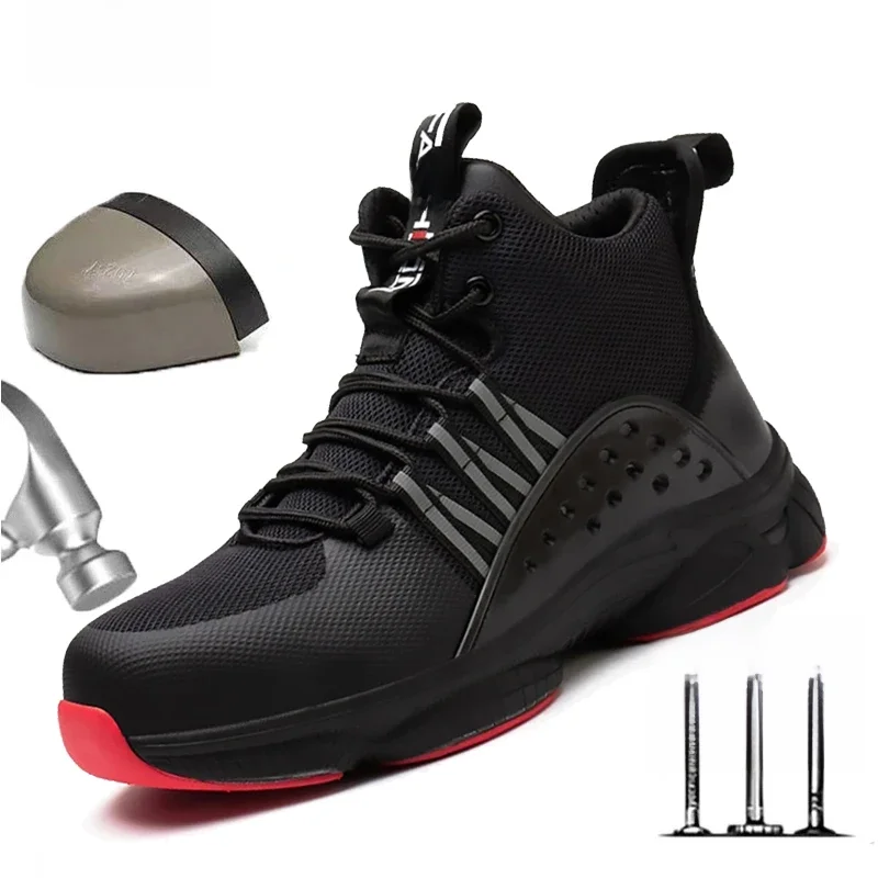 Chaussures de sécurité chaussures de travail bout en acier hommes bottes de travail de protection contre la perforation indestructibles sécurité légère