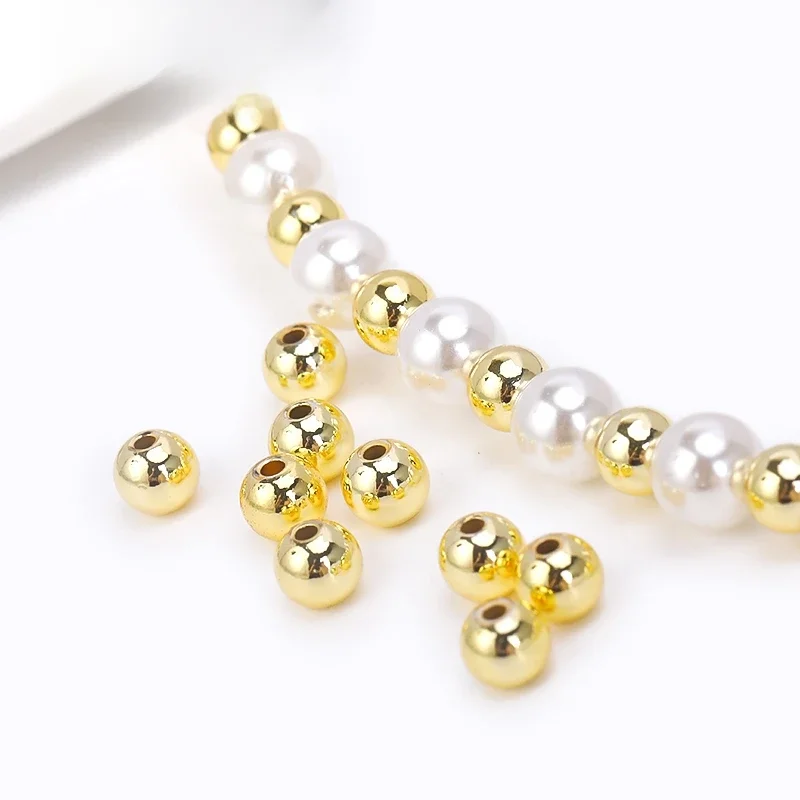 2/2.5/3/4/5/6MM Ronde Naadloze Kralen 14K Vergulde Metalen gladde Spacer Kralen Voor Armband Hoge Kwaliteit DIY Sieraden Accessoires - afbeelding 2