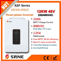 SRNE 12KW Inverter solare ibrido trifase da 48VDC a 230/400VAC Dual MPPT 260A integrato Controller del caricatore funzione parallela