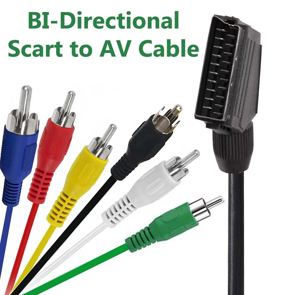 Composite AV to Scart or Scart to RCA BI-directional Cable SCART to 3 RCA Phono Composite Audio Video AV TV Cable Connector