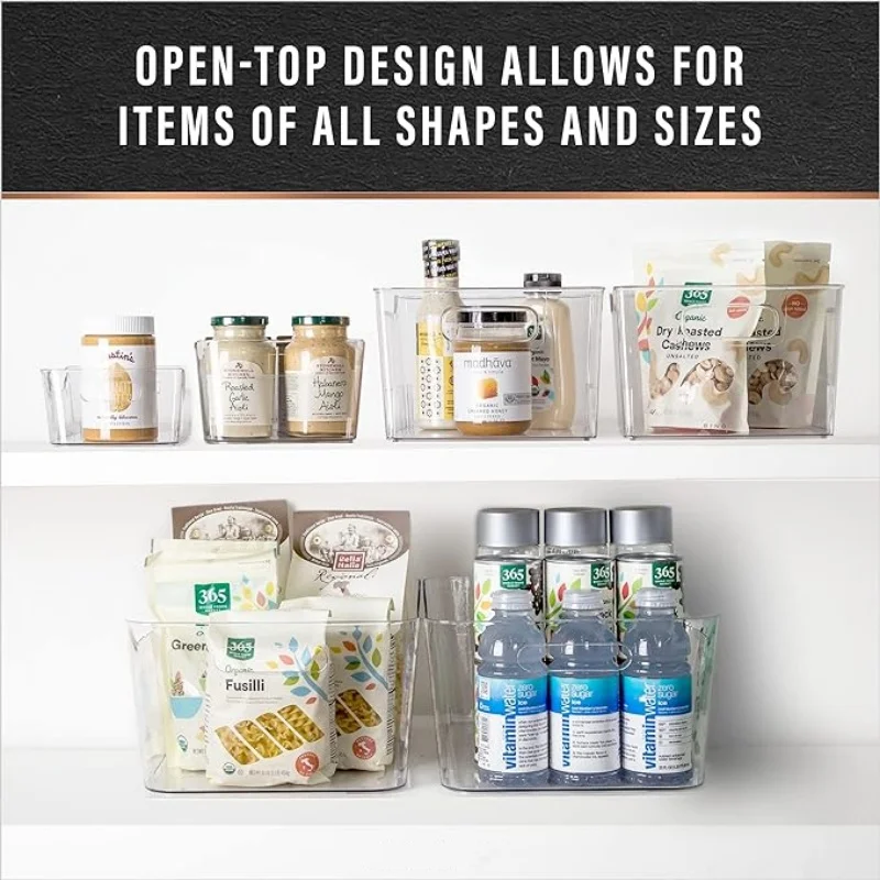 Refrigerator Organizer Bins Clear Plastic Food Storage Organizer Fridge Storage Box With Handle Freezer Pantry kitchen Organizer