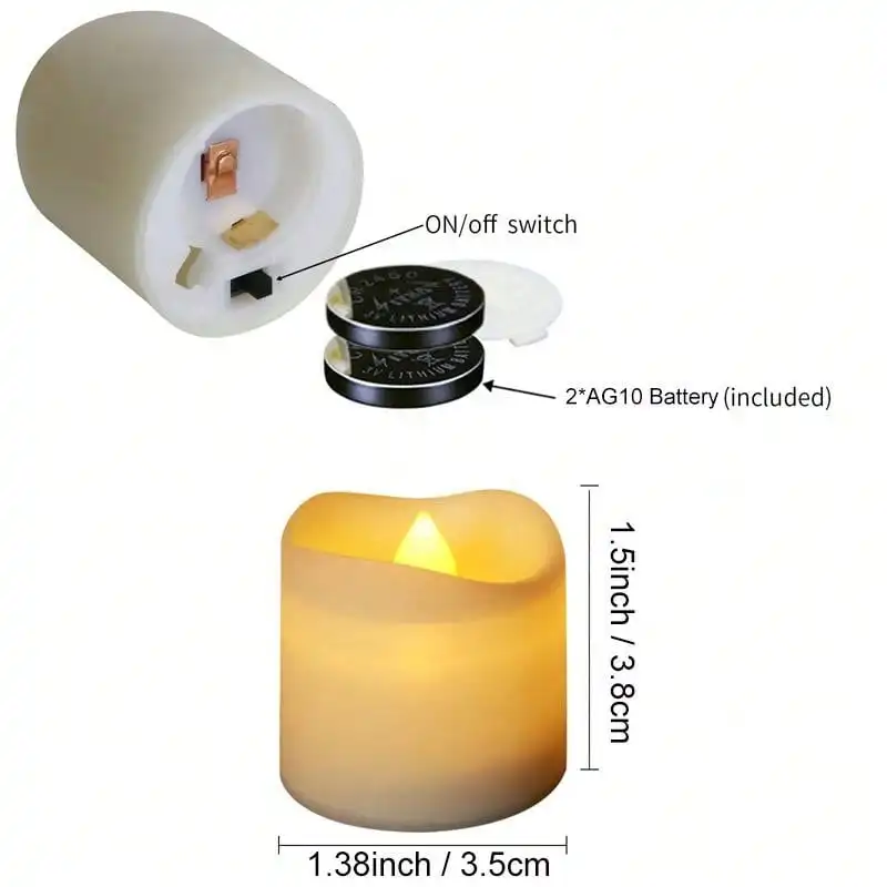 Imagem -02 - Flameless Electronic Candle Light Quente Simulado Round Tealight Bateria Incluída Casamento Dia das Bruxas Decoração de Natal 24 Pcs Conjunto