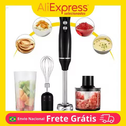 Kit Mixer Processador 4 em 1 600W Liquidificador Mini Portátil Elétrico Processadores Alimentos Prático Versátil Cozinha