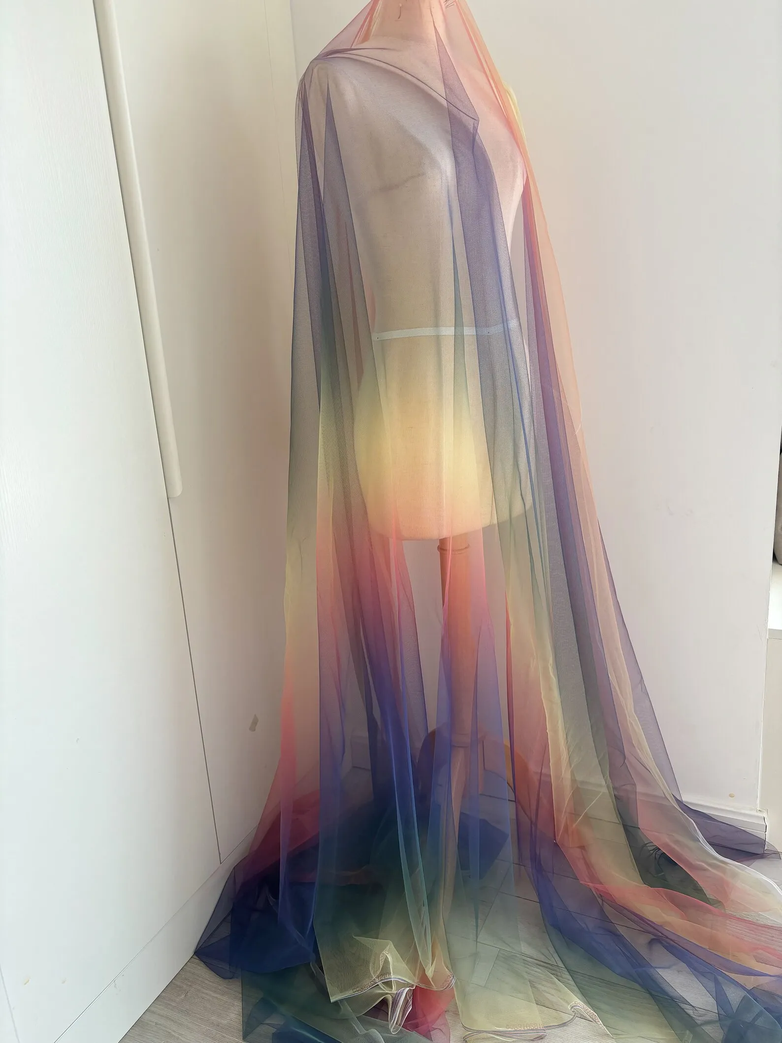 1 Yard Rainbow Colored Tulle Fabric With Ombré Colors For Tutu Dress Wedding,Decor Bridal Veil Fabric