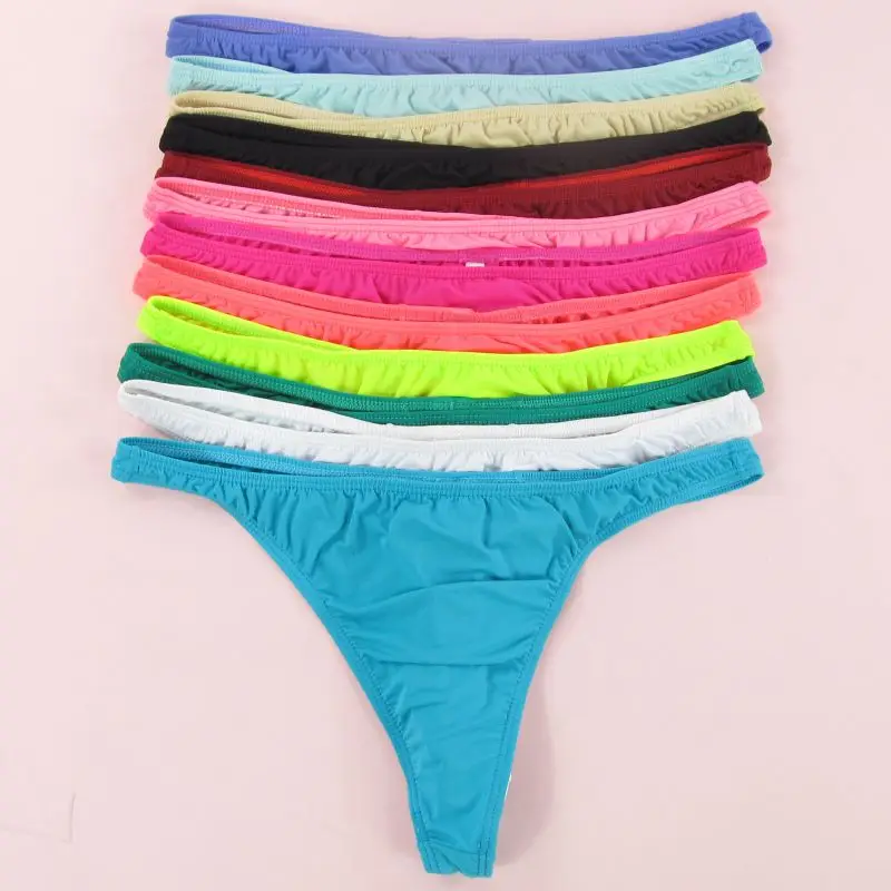 Mens G4582 Sexy Underwear Low Rise Flat front one piece Thong semi c-thru Colors image 6