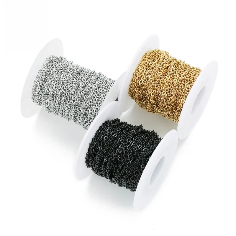 10 stoczni/dużo 1mm 1.5mm 2mm 2.5mm 3mm kabel ze stali nierdzewnej łańcuch luzem dla rodu czarny łańcuch naszyjnik diy biżuteria materiały — zdjęcie 2