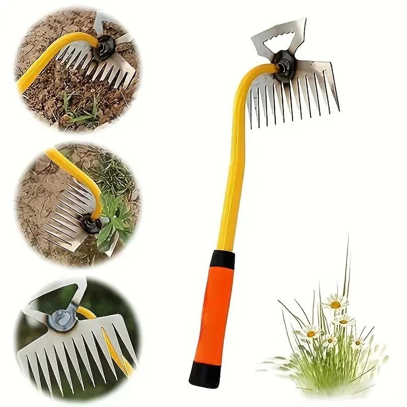 1pc Multi-Functional Manganese Steel Weeding Rake - Garden Hoeing Tool For Loosening Soil, Vegetable Harvesting Shovel, Pastoral