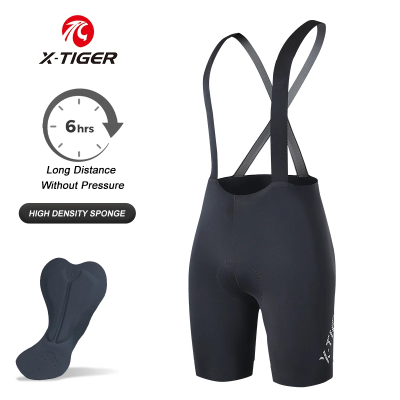 X‑TIGER Pantaloncini da ciclismo da uomo con bretelle, imbottiti, con cuscino in schiuma ad alta densità, ad asciugatura rapida, traspiranti, dal taglio aderente e con elementi riflettenti, ideali per