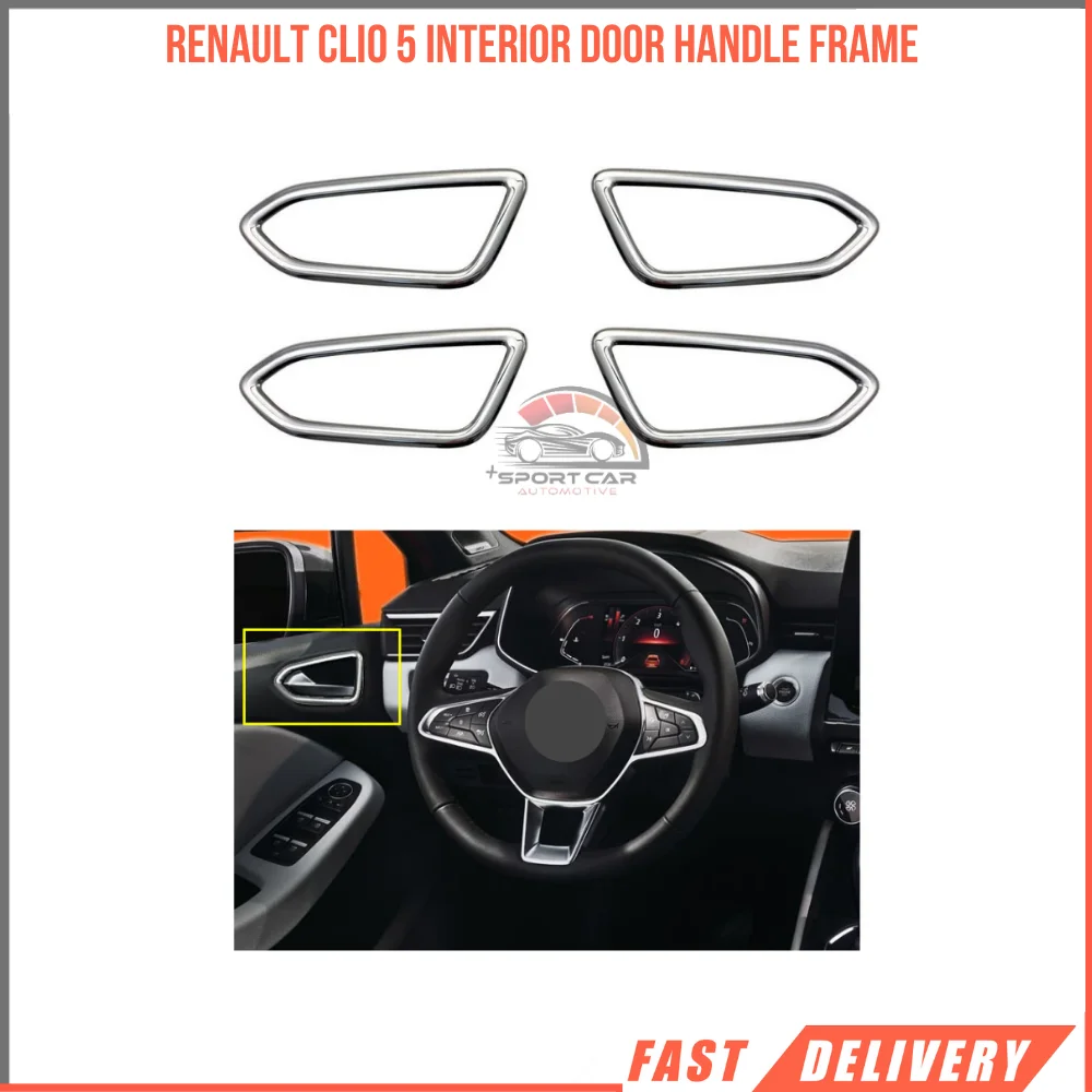 For Renault Clio 5 Chrome Interior Door Handle Frame Trim Stainless Steel 4 Pc Interior Car Accessories Parts Auto Product