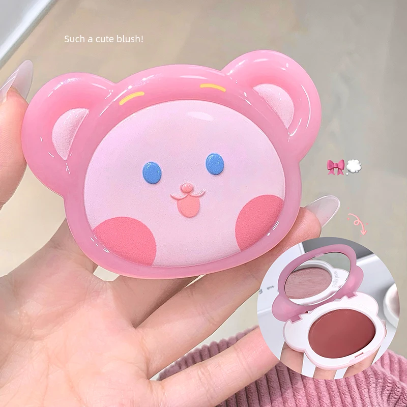 Gege Bear Cute Bear Cream Blush Multi-use Cheek Lip Tint Natural Flush Easy Blend Long Lasting Waterproof Soft Makeup Blush With