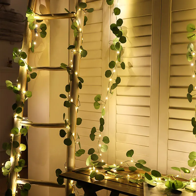 1PC 210CM Simulation Eucalyptus Leaf LED Light Cane - Green Suitable For Decorative Garden Balconies And Courtyards Outdoor Etc