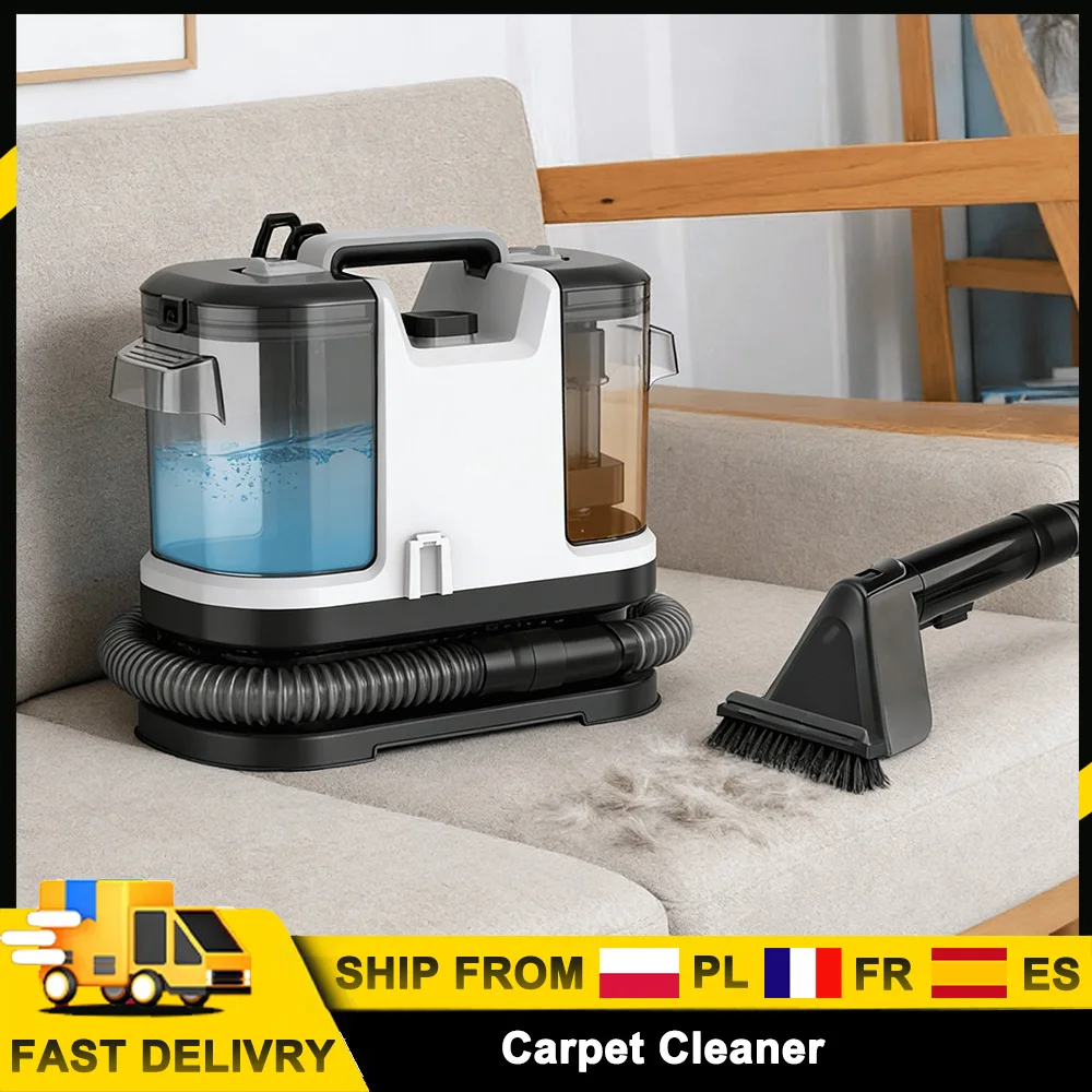 Limpiador de Alfombras Portátil de 500W, Máquina de Limpieza Profunda para Telas y Sofás con Tanques Dobles de 1800ML y Manguera de 1.5M para Hogar, Sofá, Coche y Áreas de Mascotas