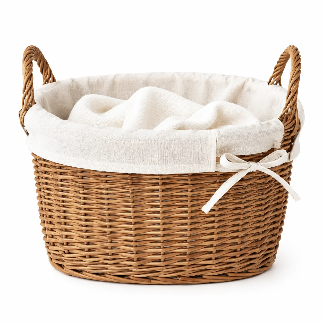 Woven Laundry Basket Handwoven Basket Hand-woven Wicker Storage Basket with Handles for Bedroom Laundry Storage