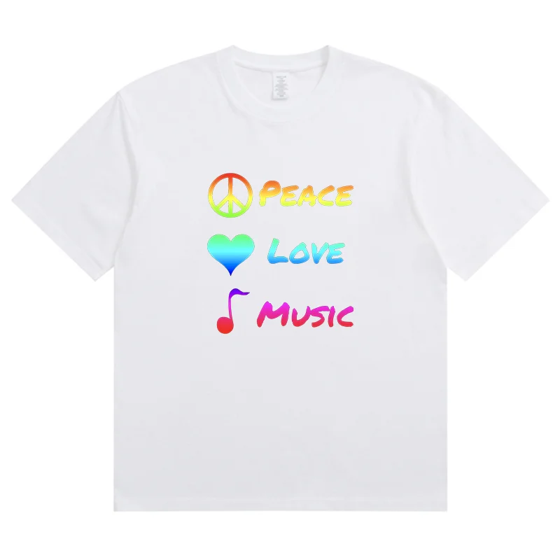 Summer New Peace Love Music Fashion Sports Women's T-Shirt Harajuku Graphic Clothing Women's Top,Drop Ship