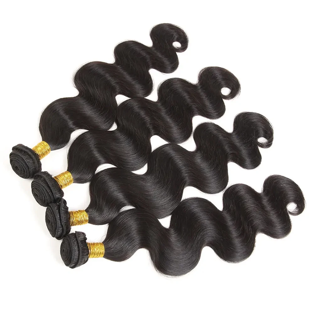 Pacotes de cabelo humano brasileiro da onda do corpo, Extensões Remy Weave, 13x4 Extensões Frontais, 3 Pacotes