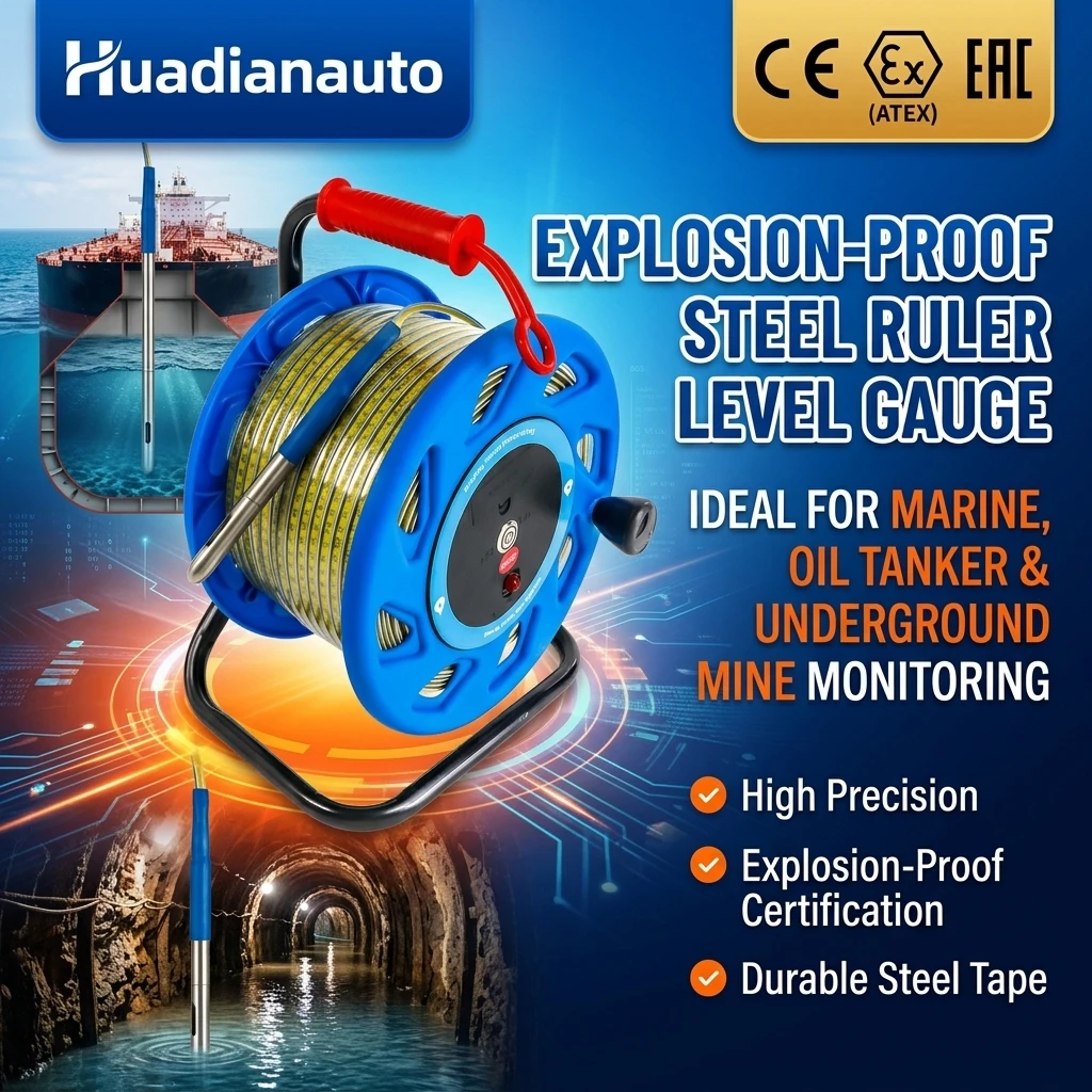 Explosion Proof Tank Sounding Tape 25m Anti-Static Steel Ruler with Wooden Handle Brass Plumb Bob for Oil Tanker Marine Vessel