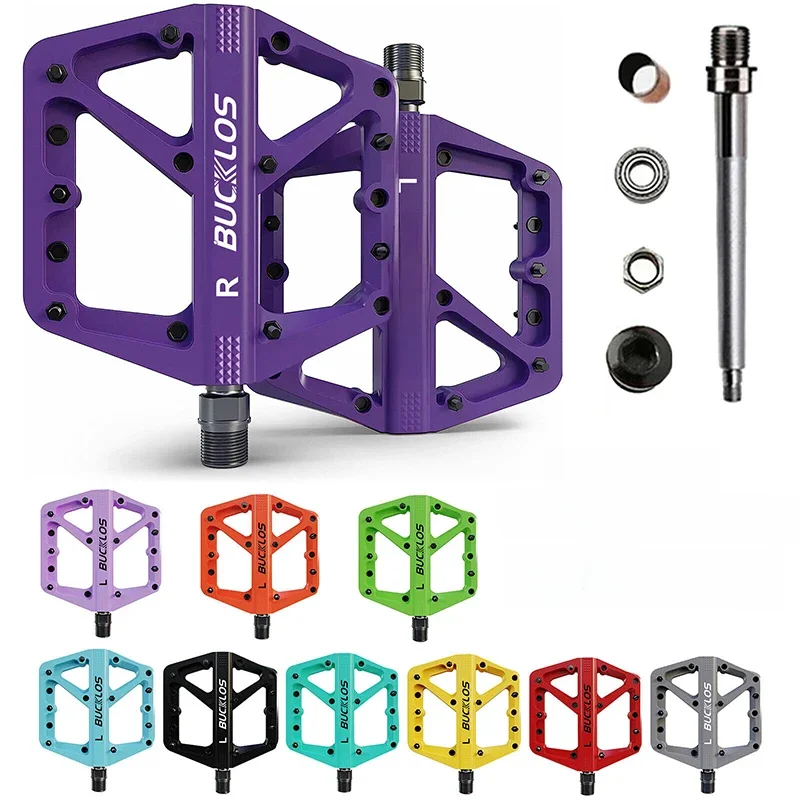 AliExpress NONE BUCKLOS Bicycle Pedal Seal Bearing Road Mountain Bike Pedals Nylon Non-slip MTB Pedals High Strength Flat Pedals Bike Part