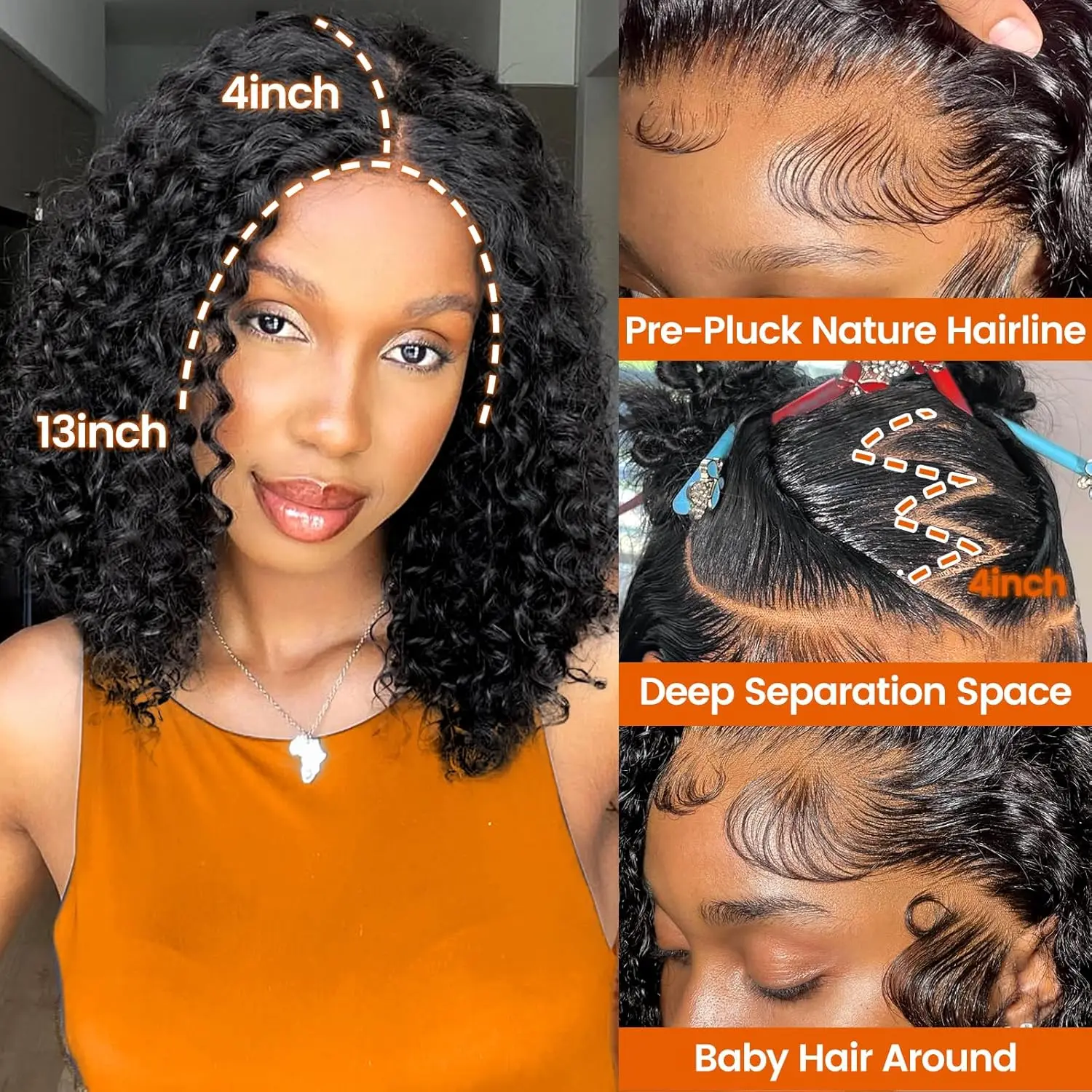 16 بوصة بوب شعر مستعار شعر الإنسان 200% الكثافة موجة عميقة الدانتيل الجبهة الباروكات شعر الإنسان للنساء قبل قطعها الرطب ومموج قصيرة بوب الباروكات