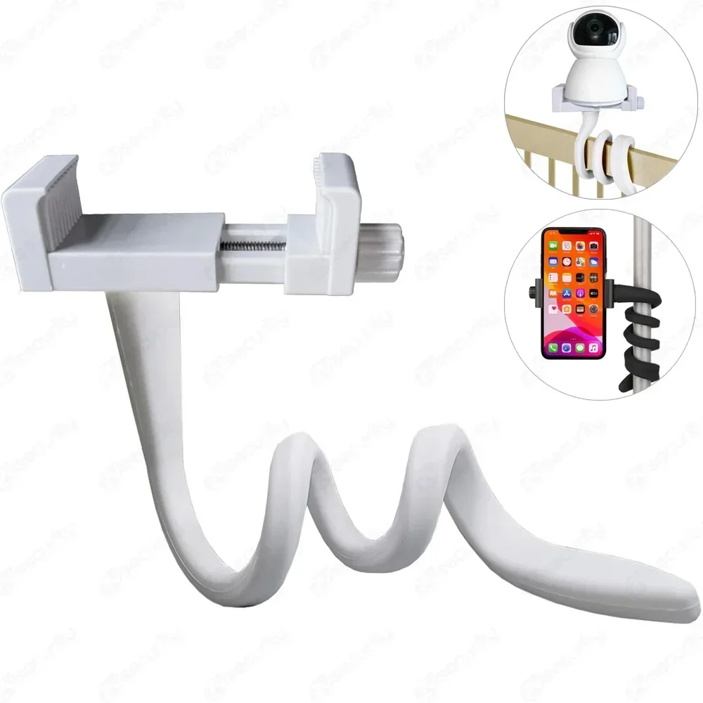 Suporte universal para monitor de bebê, suporte para câmera de bebê de silicone flexível branco mais
