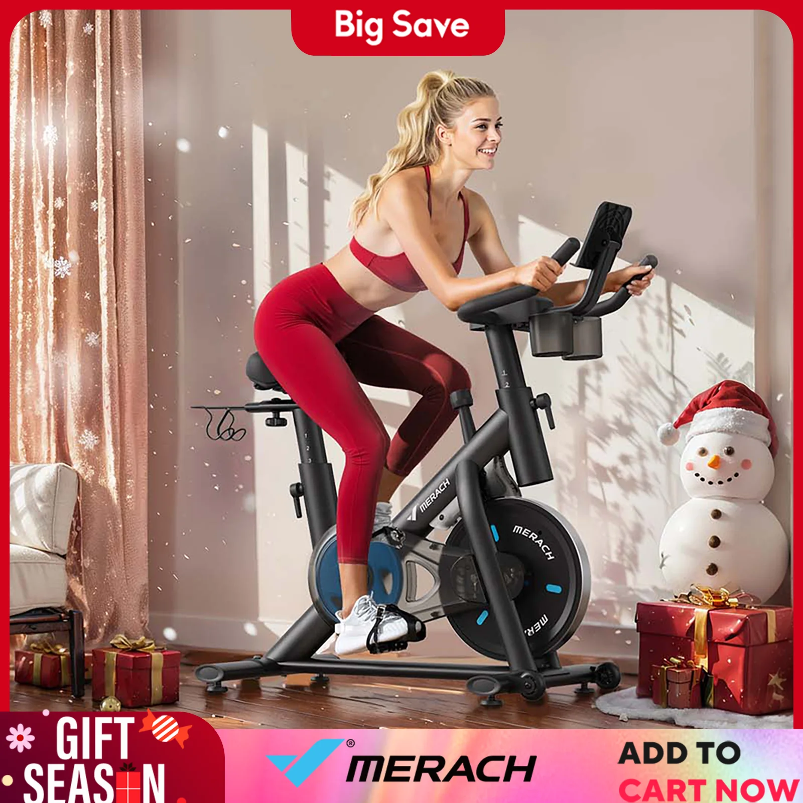 MERACH Exercise Bike Brake Pad/Magnetic Stationary Bike with Exclusive App Low Noise Indoor Cycling Bike with Fitness Courses