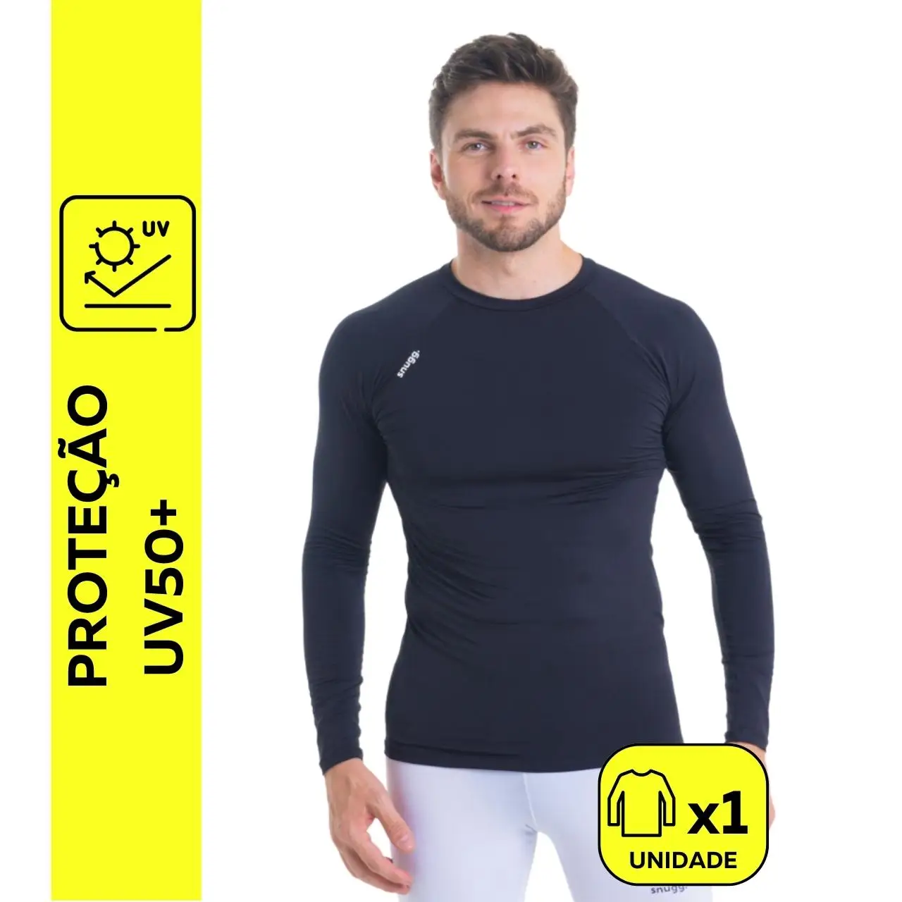 Camiseta Térmica Unissex Segunda Pele Proteção Solar Fitness Academia Blusa UV50+ Snugg