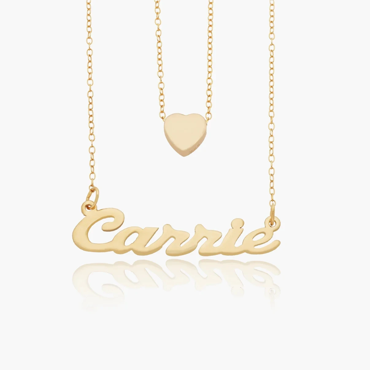 

Custom Layered Name Necklace with Heart 18K Gold Plated Personalized Double Nameplate Pendant Women's Jewelry Gift for Women