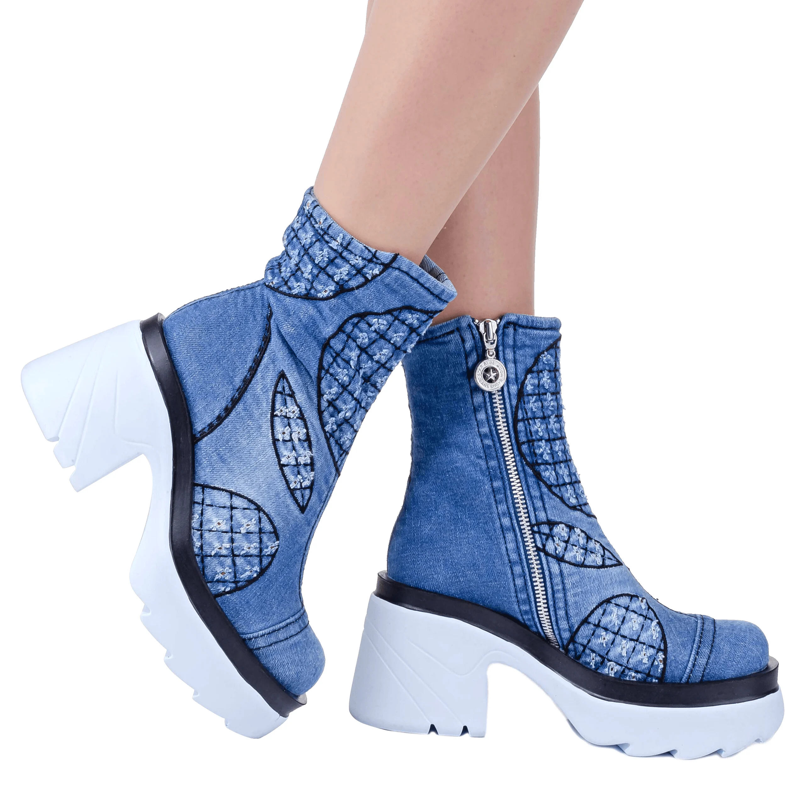 Sapatos de ganga azul denim botas de desporto feminino