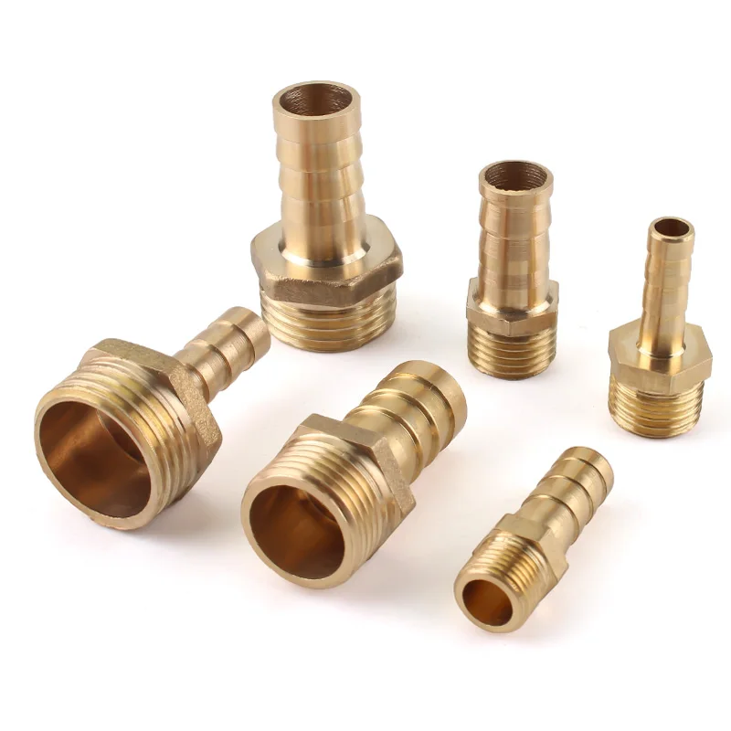 Air Connector Pipe Fitting PC 6 8 10 12 14mm Brass Joint Hose Male Thread Thread Diameter 1/4 1/8 1/2 3/8 for Gas Water Pipe