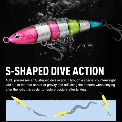 Imagen 2 del producto TSURINOYA-señuelo de pesca de agua salada, cebo duro grande de 160mm y 60g, CRIUS, para barco GT