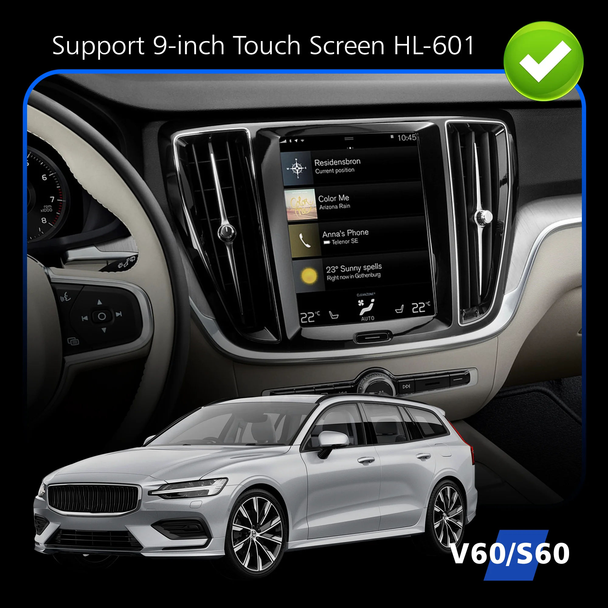 Hualingan 128GB Wireless Apple CarPlay BOX Android Auto for Volvo (2017-2025) XC60 S60 XC40 V60 8Core Qualcomm Android13 Spotify