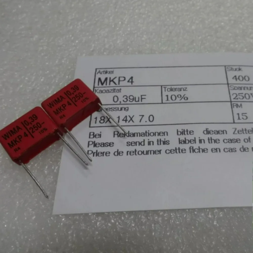 5pcs/lot MKP4 0.39uF 250V 390nf u39 394 K Brand New 15mm Film Capacitor