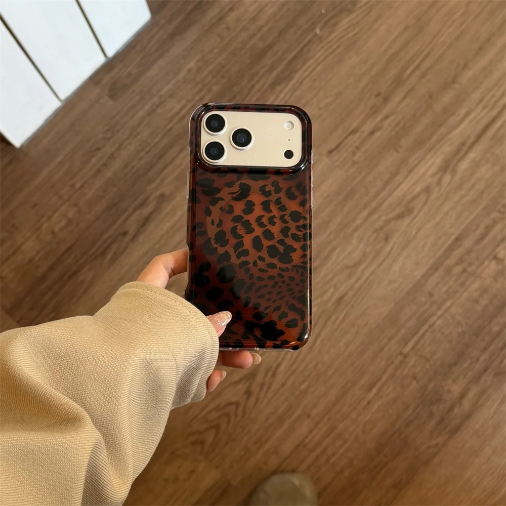 

New IMDfro magnetic case black brown leopard print amber tortoiseshell suitable for iPhone 17 Pro Max/13/14/15/16 Pro Max anti d