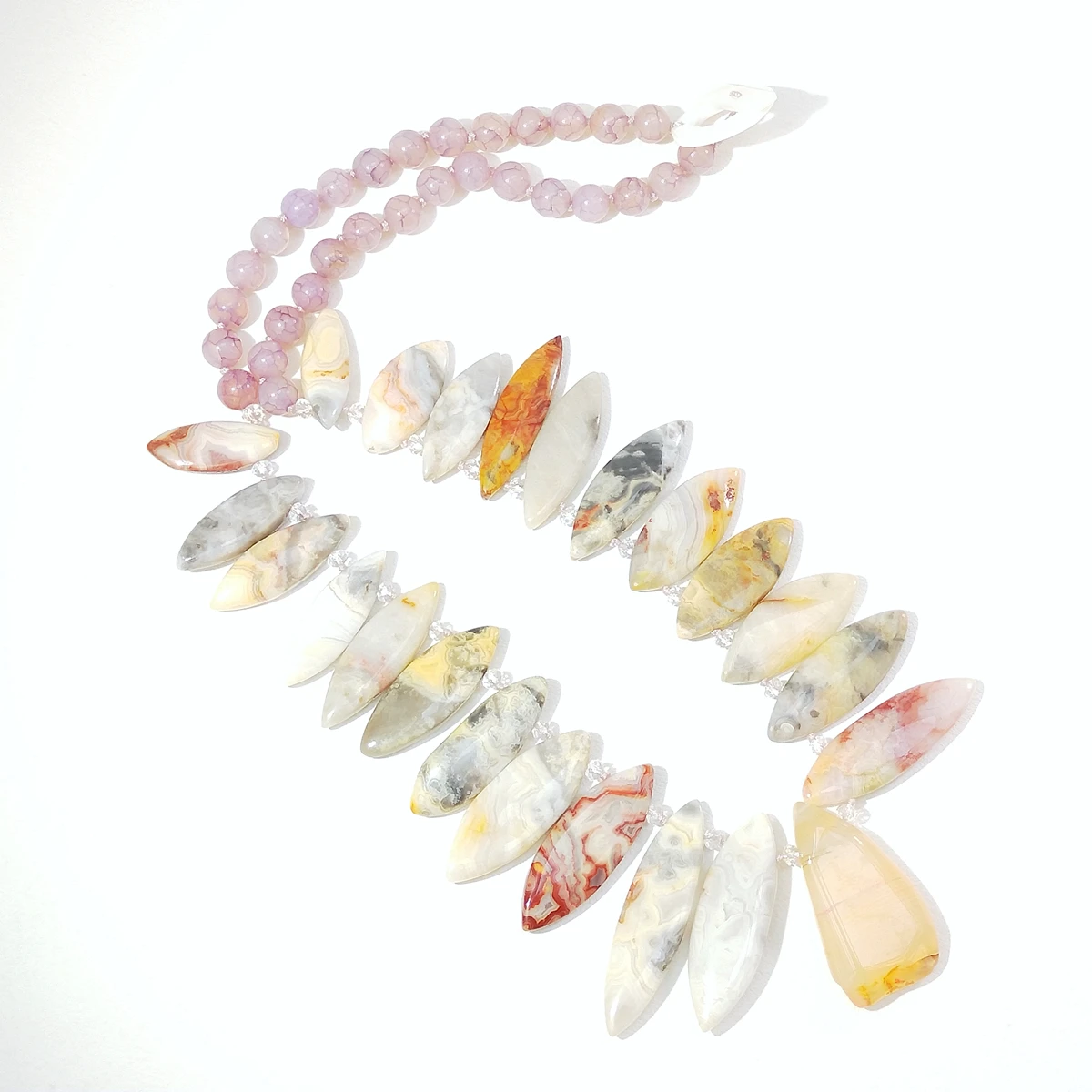 Lii Ji Real Stone Crazy Lace Agate Crystal Necklace 62cm Stock Sale Women Jewelry Gift