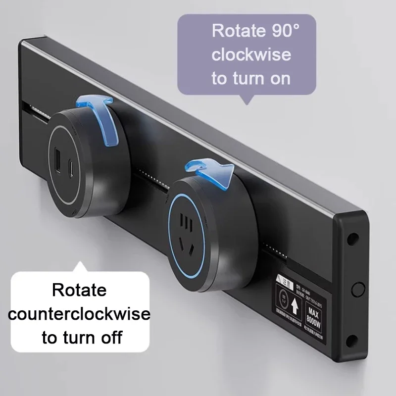 Electric Power Track Wall Mounted Wireless Slide Rail Socket Flexible Rotating Socket for Kitchen Tabletop Wall Outlet Extender